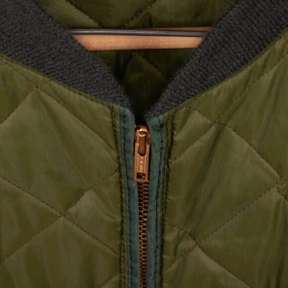 Vintage 70s Quilted Zip-up Liner Jacket in Olive Green - Women's LG / Men's MD - Picture 3 of 9